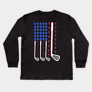 American flag golfing Kids Long Sleeve T-Shirt